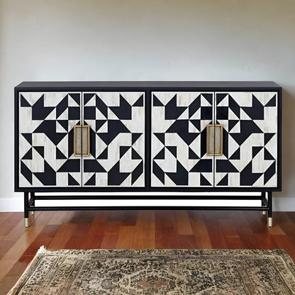 Kingsley Inlay Geometric Pattern Sideboard - Black