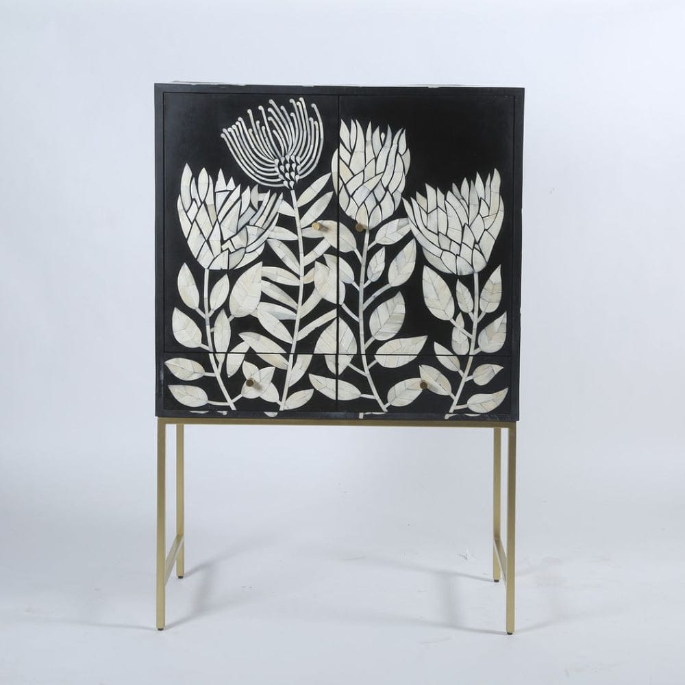 Tulip Inlay Cabinet - Black