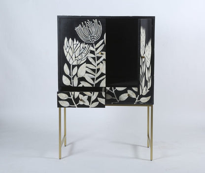 Tulip Inlay Cabinet - Black