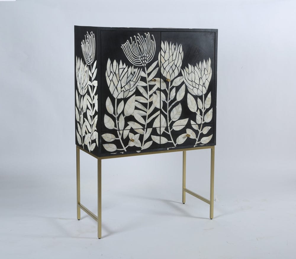 Tulip Inlay Cabinet - Black