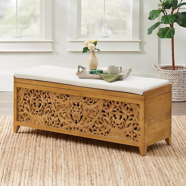 Hand carved Indian Storage Bench