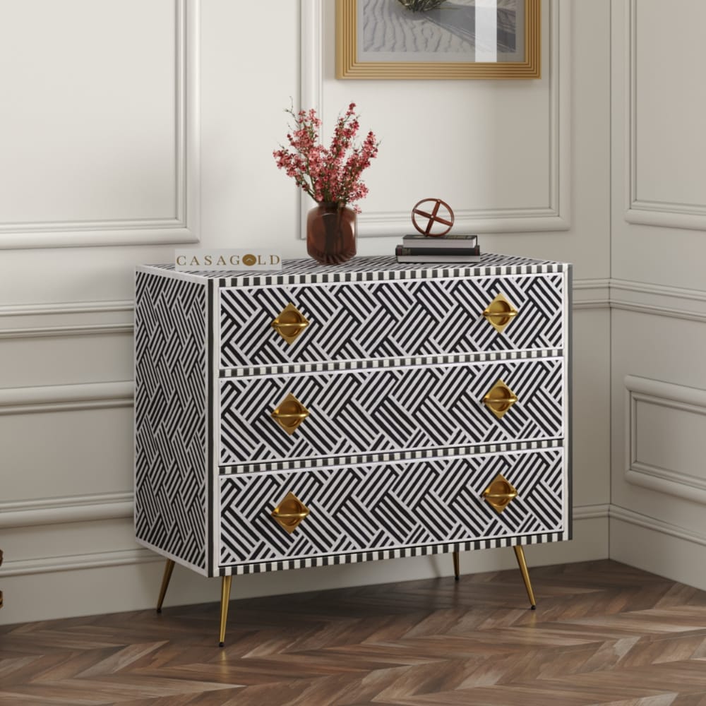 Inlay Chest of Drawers - Chevron