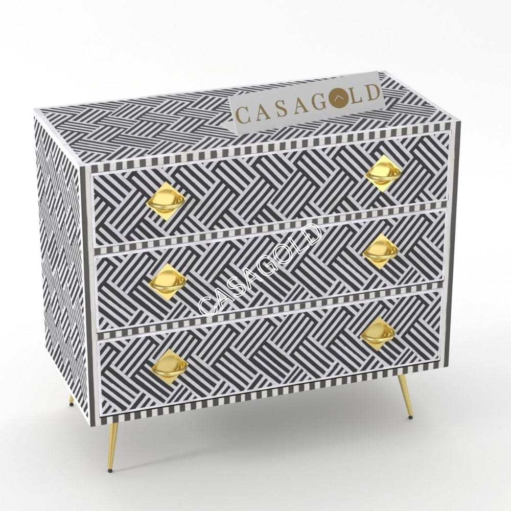 Inlay Chest of Drawers - Chevron