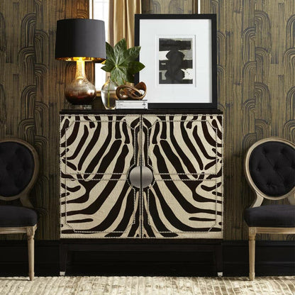 Vann Zebra Black Cabinet in Genuine Leather