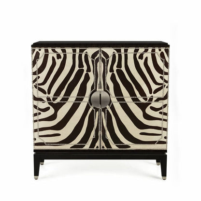 Vann Zebra Black Cabinet in Genuine Leather