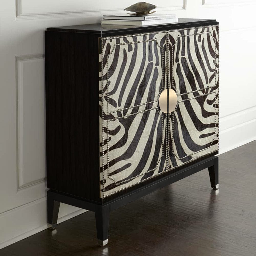 Vann Zebra Black Cabinet in Genuine Leather