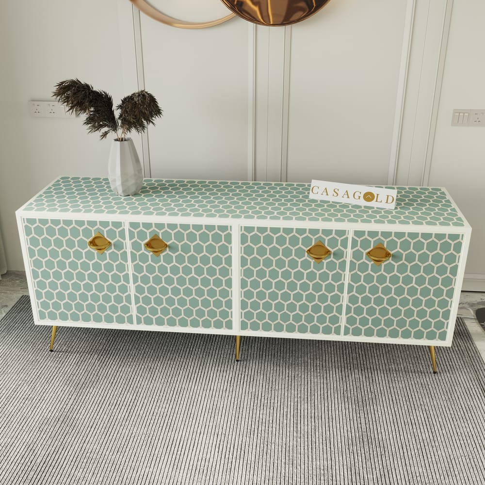 Inlay Media Console - HoneyComb