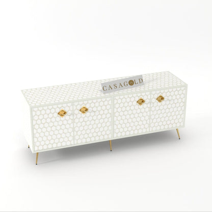 Inlay Media Console - HoneyComb