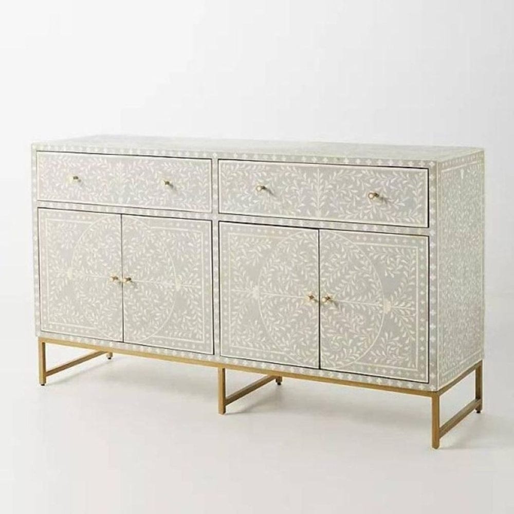 Floral Inlay Sideboard - Grey