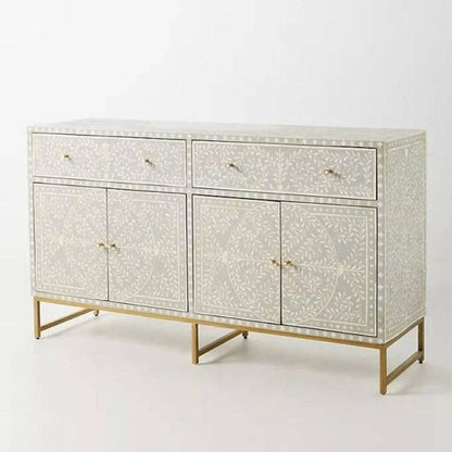 Floral Inlay Sideboard - Grey