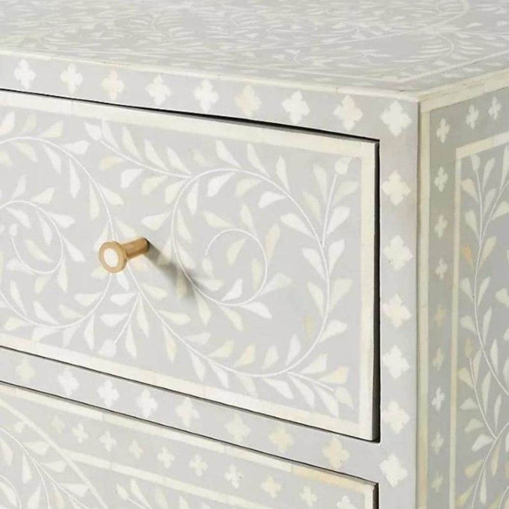 Floral Inlay Sideboard - Grey