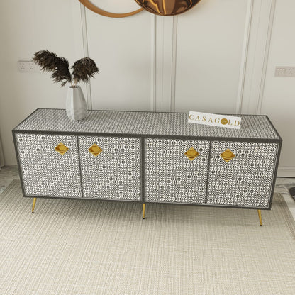 Inlay Media Console - Geometric Flower