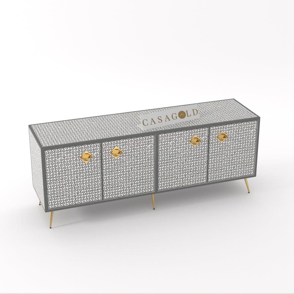 Inlay Media Console - Geometric Flower