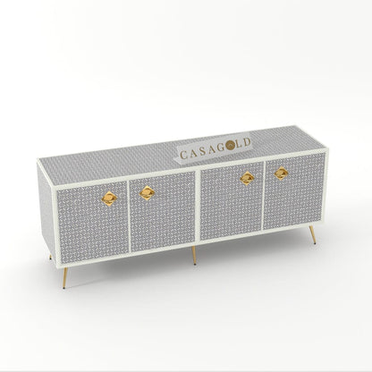 Inlay Media Console - Geometric Flower