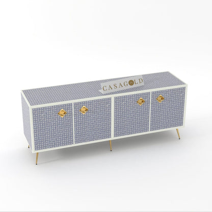 Inlay Media Console - Geometric Flower