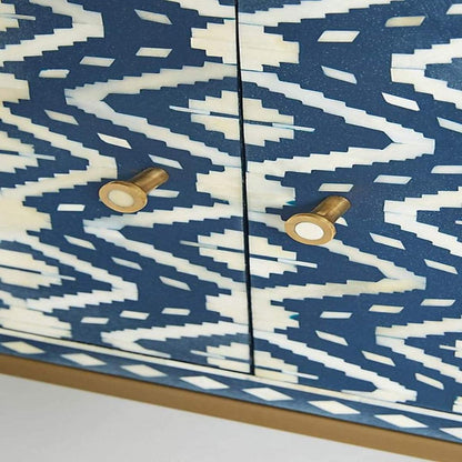 Inlay Ikat Design Media Console Indigo Blue