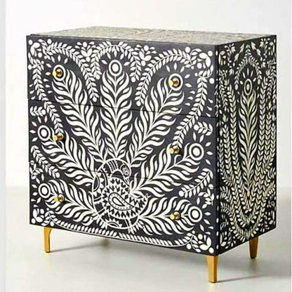 Peacock Bone Inlay Sideboard - Black