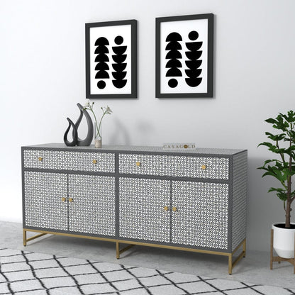 Geometric Flower Inlay Sideboard