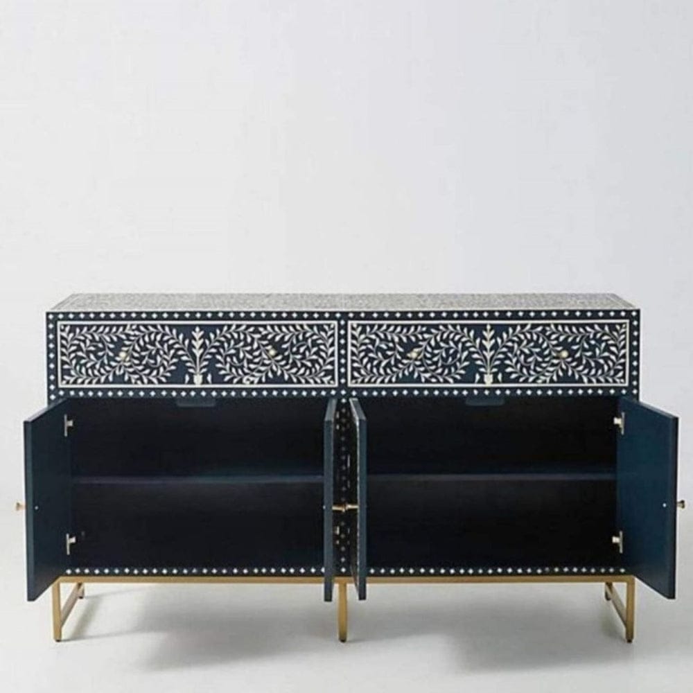 Floral Inlay Sideboard - Blue