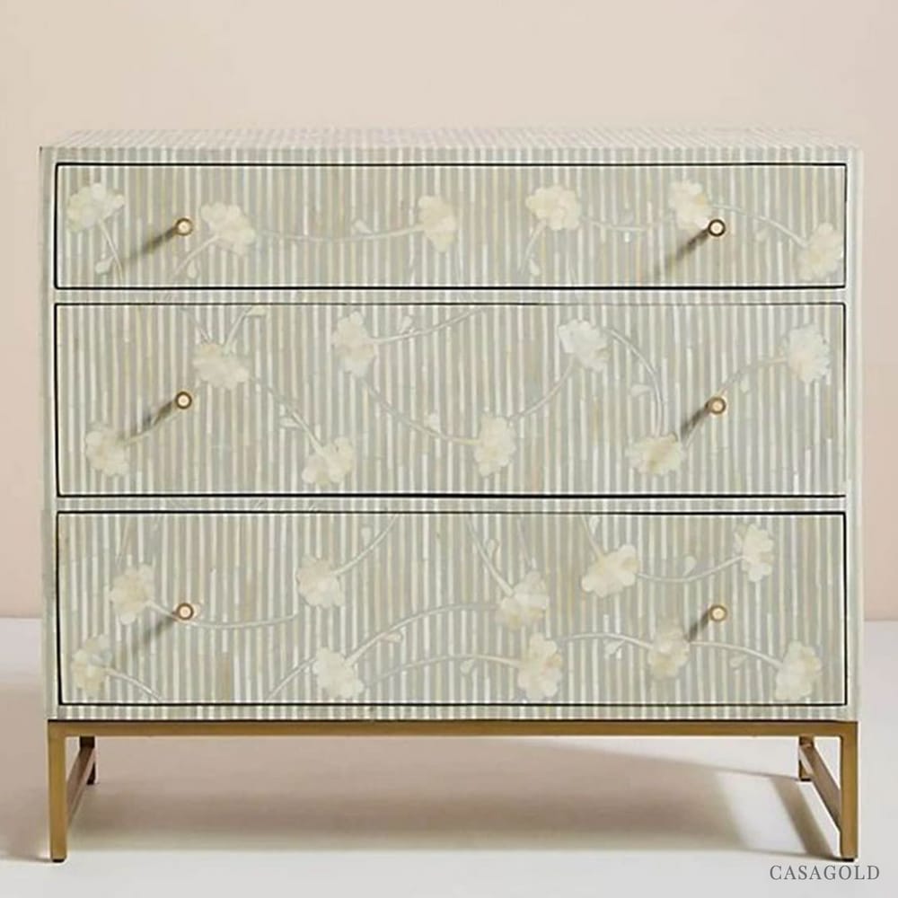 Floral Inlay Cabinet - Blossom Stripe