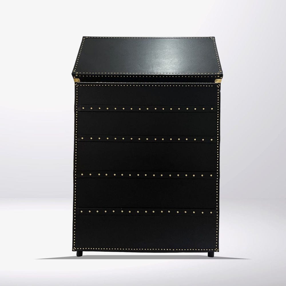 Black Bar Cabinet in Genuine Leather