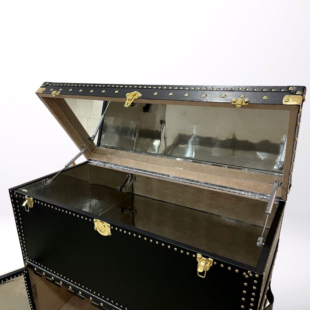 Black Bar Cabinet in Genuine Leather