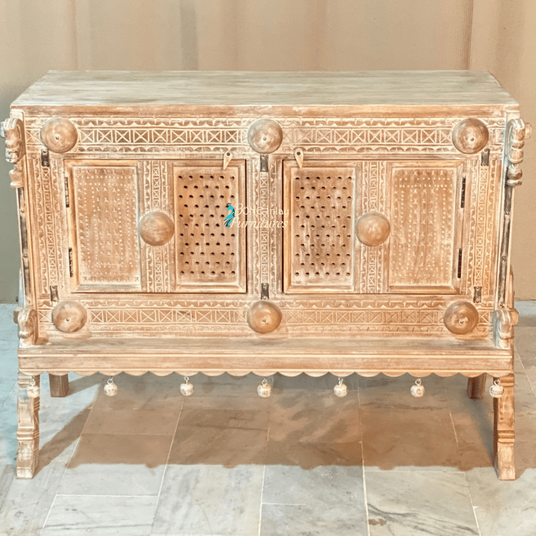 Hand carved Solid Wooden Sideboard Hope Chest Damchiya