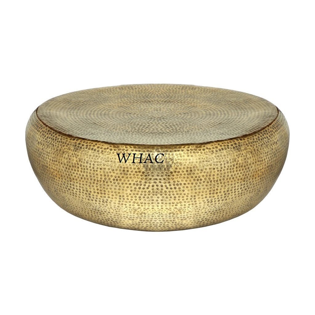 Hand Embossed Metal Antique Round Hammered Coffee Table | Center Table