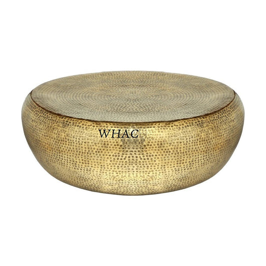 Hand Embossed Metal Antique Round Hammered Coffee Table | Center Table