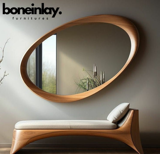 Handmade Designer Asymmetrical Wooden Irregular Mirror Frame