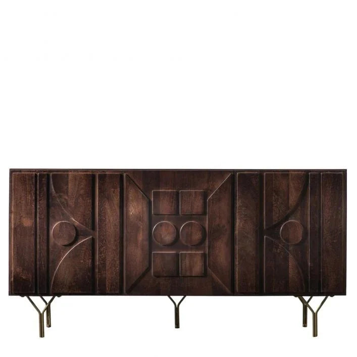 Designer Alto Sideboard Buffet Table Dark Brown with Three Doors