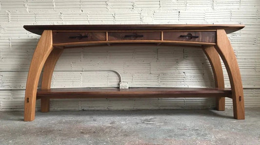 Handmade Designer Wooden Media Console Table with Three Drawers |TV unit Table