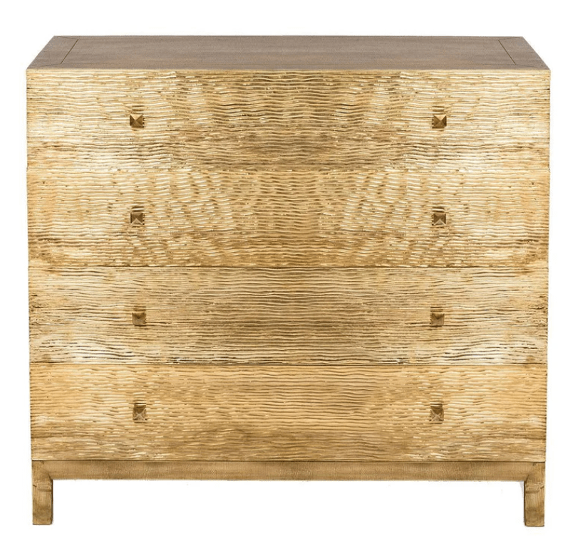 Designer Wave Brass Chest of Four Drawers with Metal Sliders