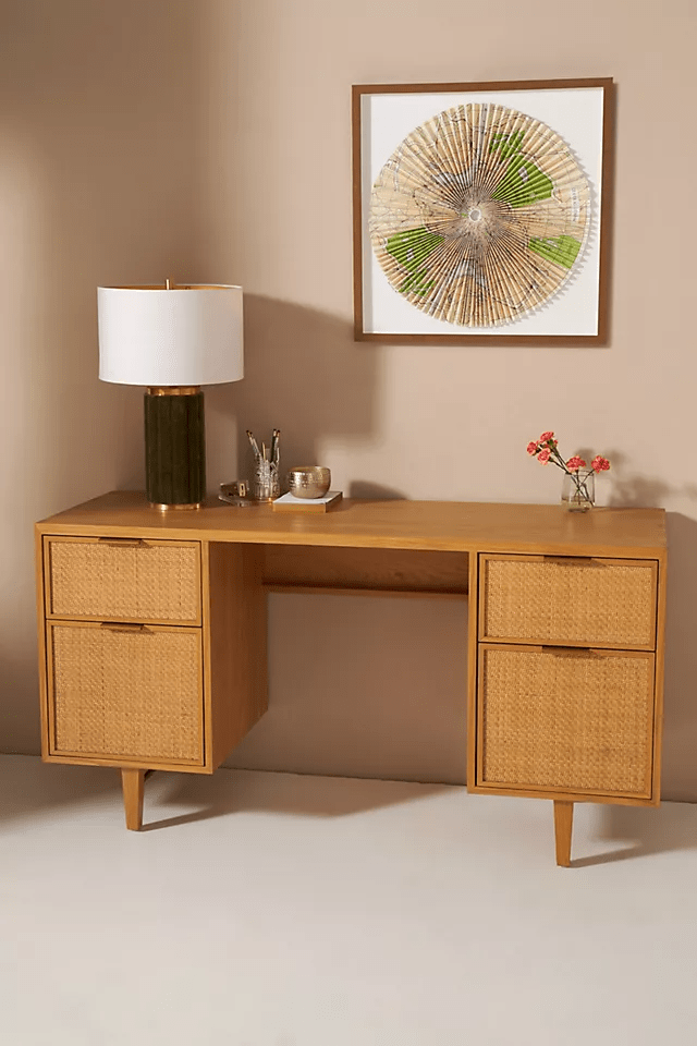 Handmade Cane Desk Table | Laptop Table | Indian Furniture