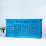 Hand Carved Carolina Blue Sideboard Four Door Buffet table