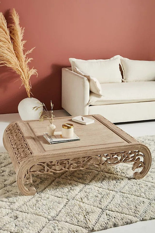 Hand-carved Coffee Table | Indian Center Coffee Table | Indian Furniture