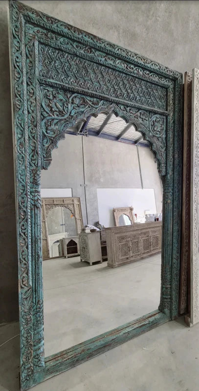 Hand Carved Extra Large Jharokha Leaner Standing Floor Mirror