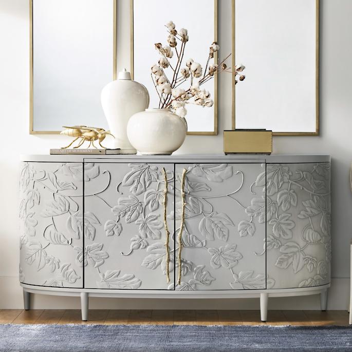 Hand-carved Imagined World Buffet | Wood Carving Unique Credenza