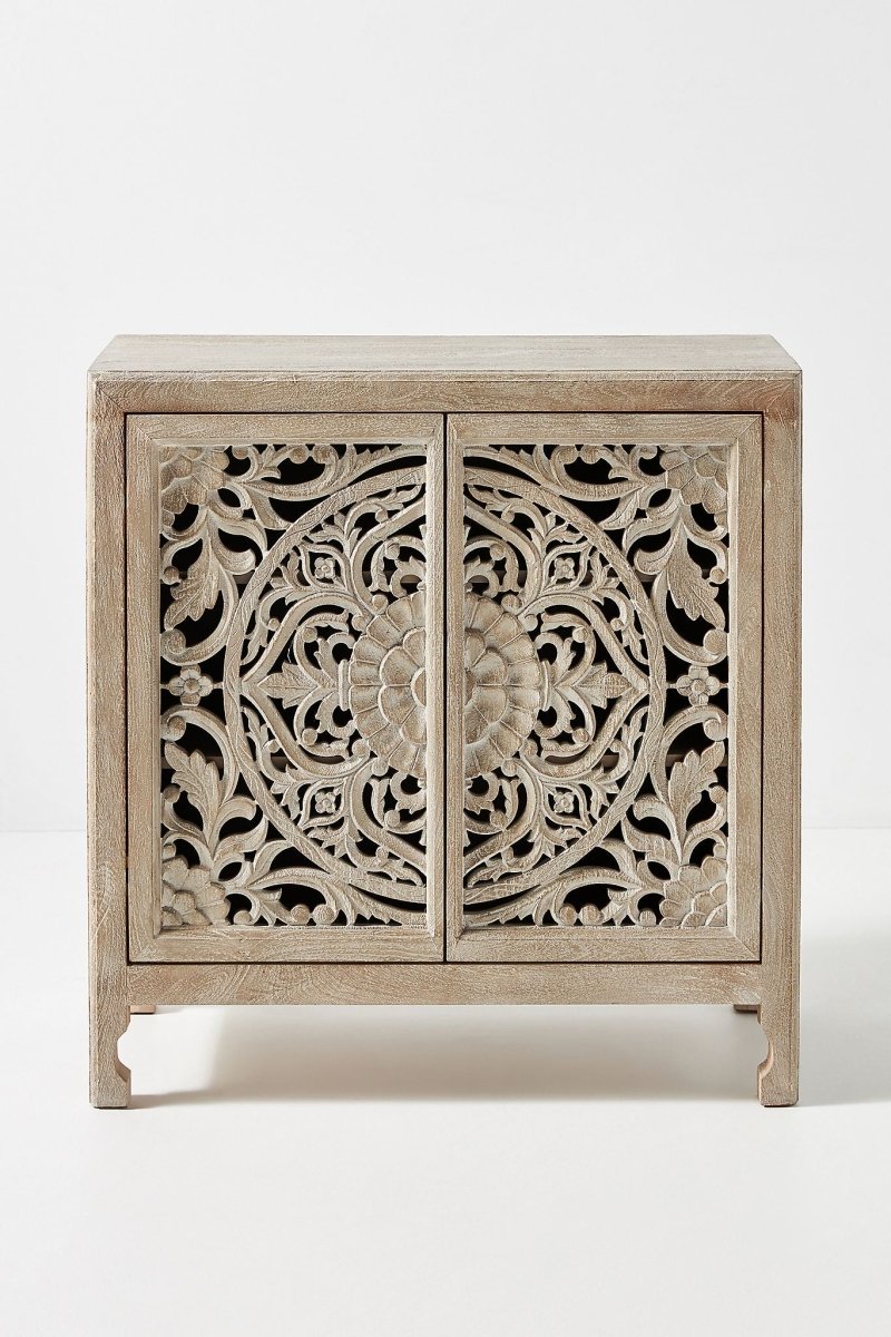 Hand Carved Lombok Entryway Cabinet | Wooden Kitchen Storage Unit