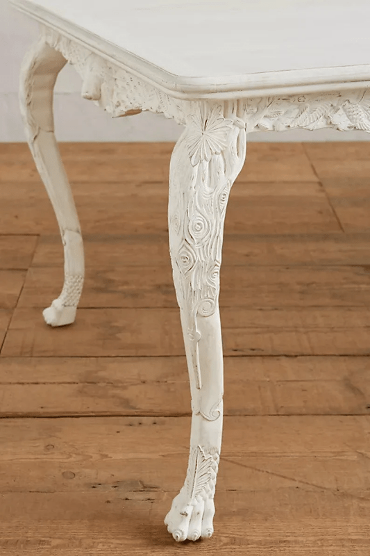 Hand-carved Menagerie Dining Table White Color