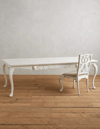 Hand-carved Menagerie Dining Table White Color