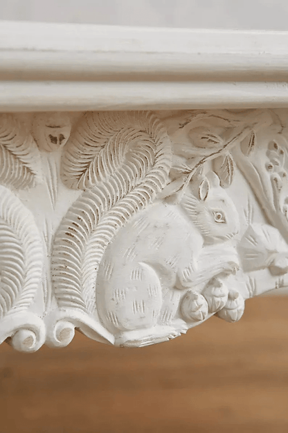 Hand-carved Menagerie Dining Table White Color