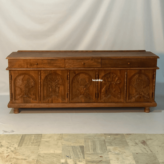 Hand Carved Menagerie Media Unit Table