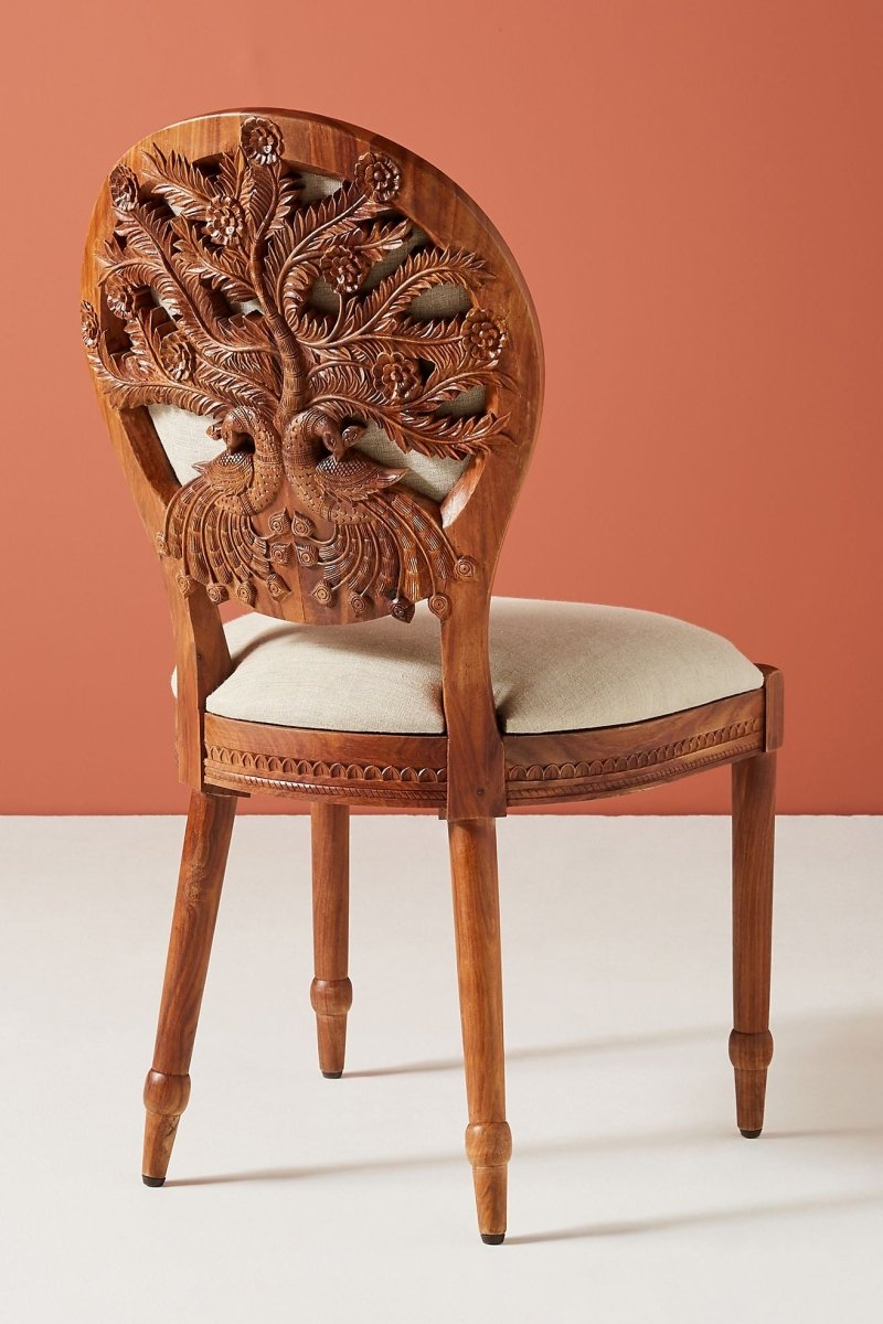 Hand carved Peacock Design Dining Chair |Indian Wooden Chair