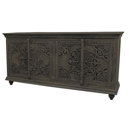 Hand Carved Sideboard in Gray Color | Indian Antique Furniture