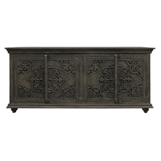 Hand Carved Sideboard in Gray Color | Indian Antique Furniture