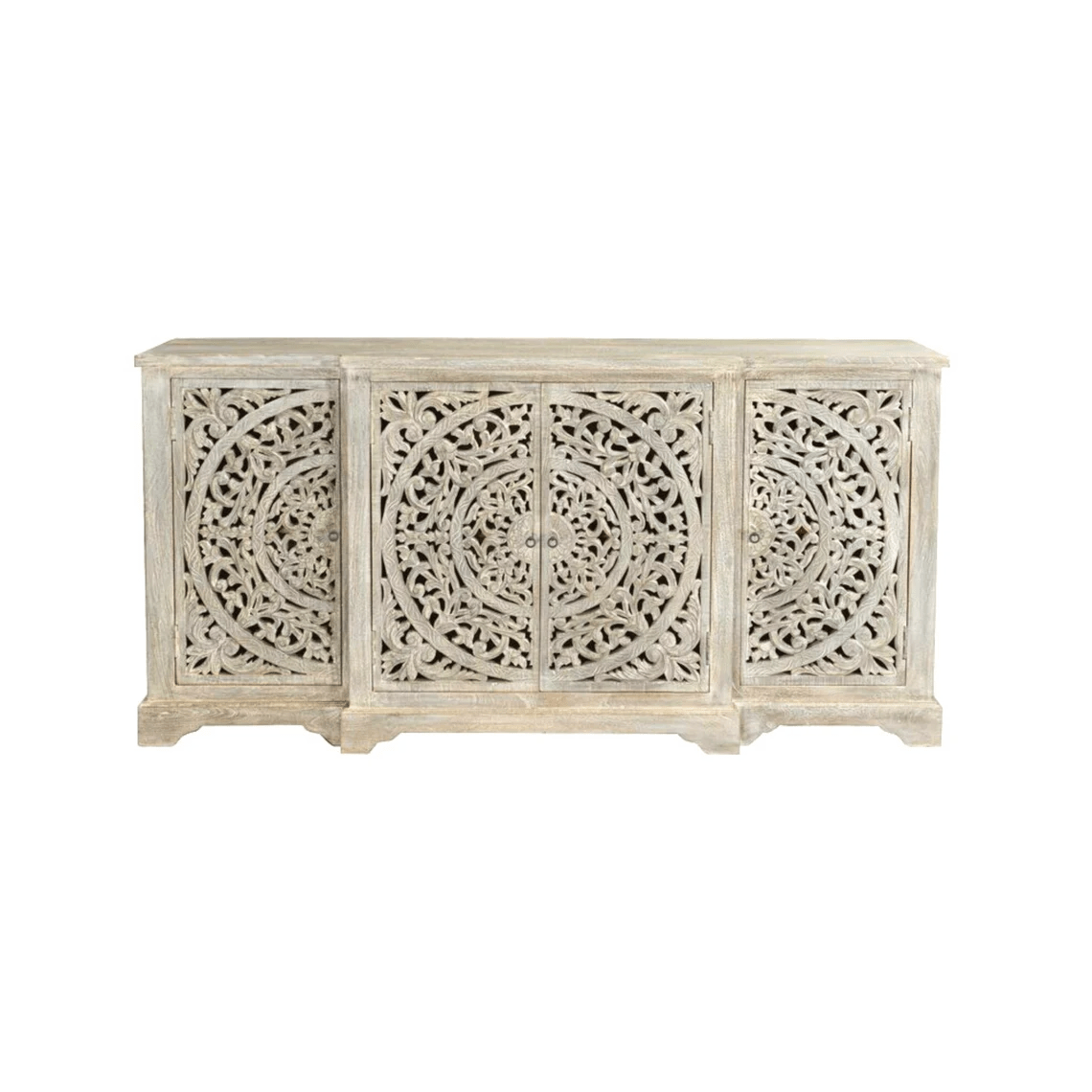 Hand-Carved Solid Wood White Color Buffet Wooden White Color Sideboard