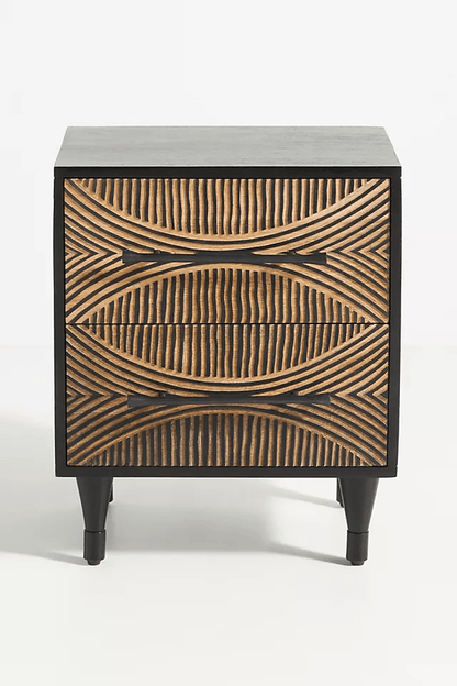 Hand-carved Thalia Nightstand | Handmade Solid Wooden Bedside Table