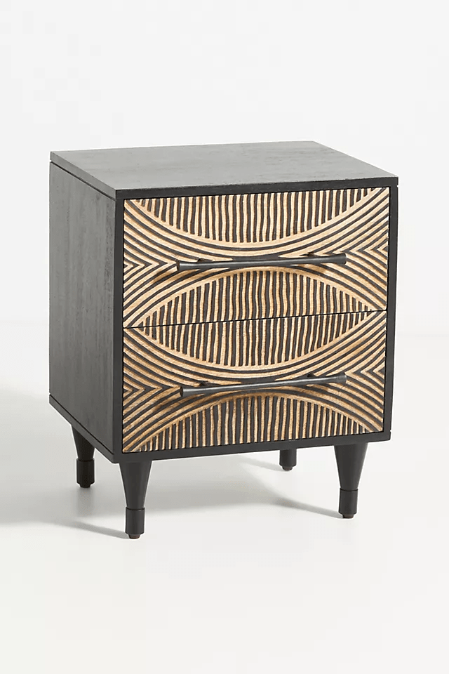 Hand-carved Thalia Nightstand | Handmade Solid Wooden Bedside Table