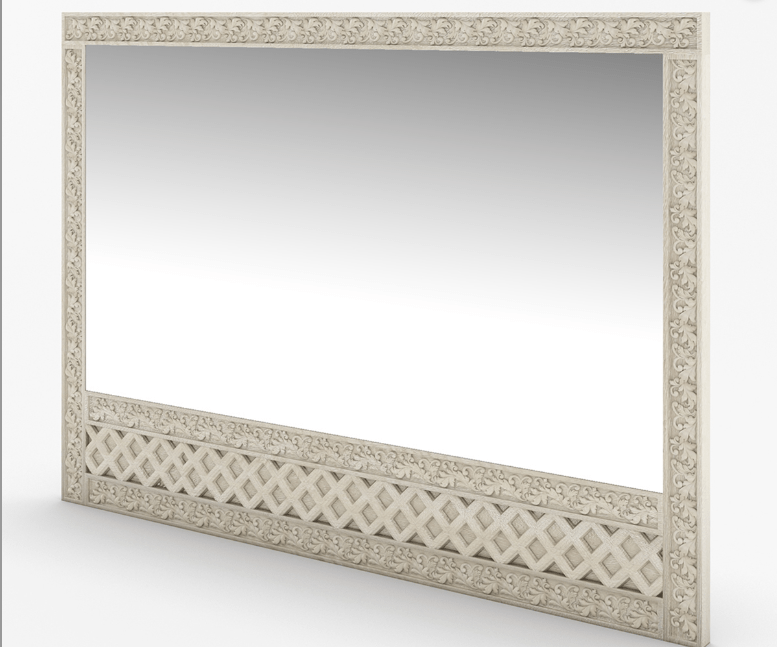 Hand Carved White Color Mirror in Rectangle Shape